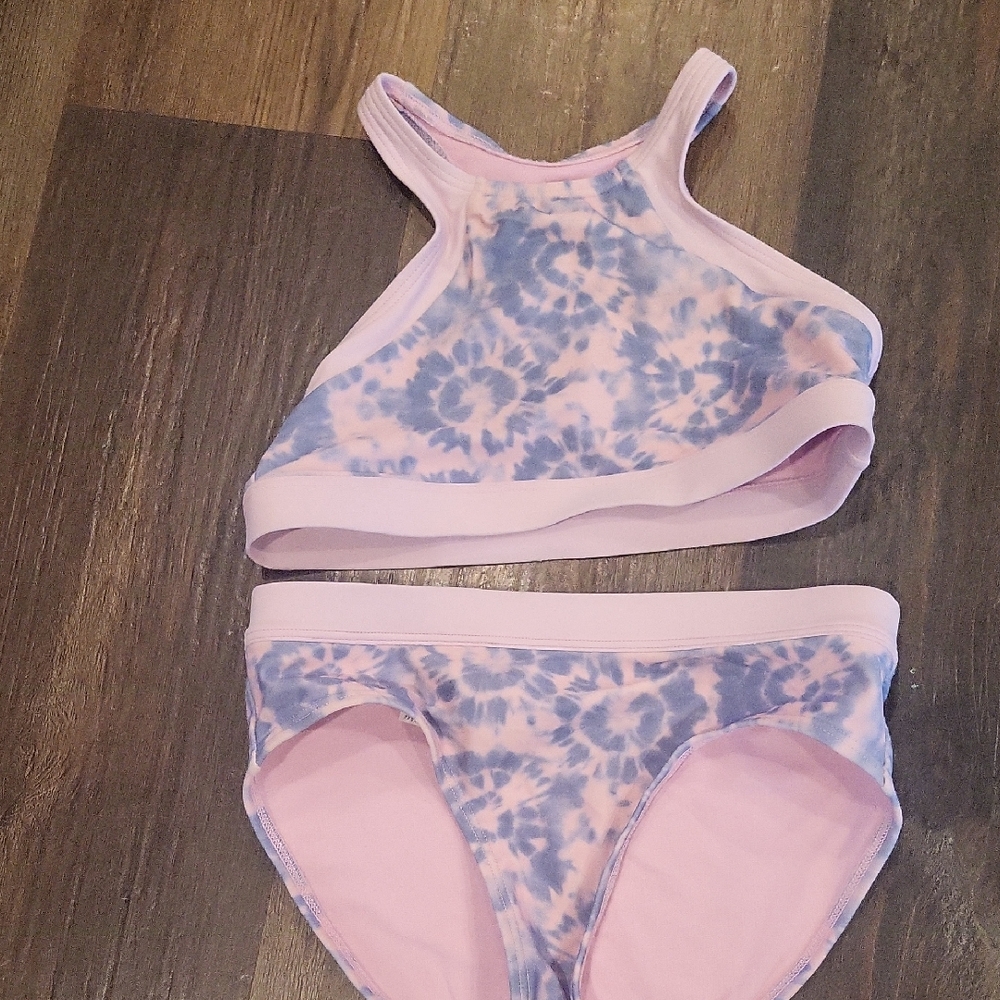 Athleta Pink and Blue Bikini top with bottoms